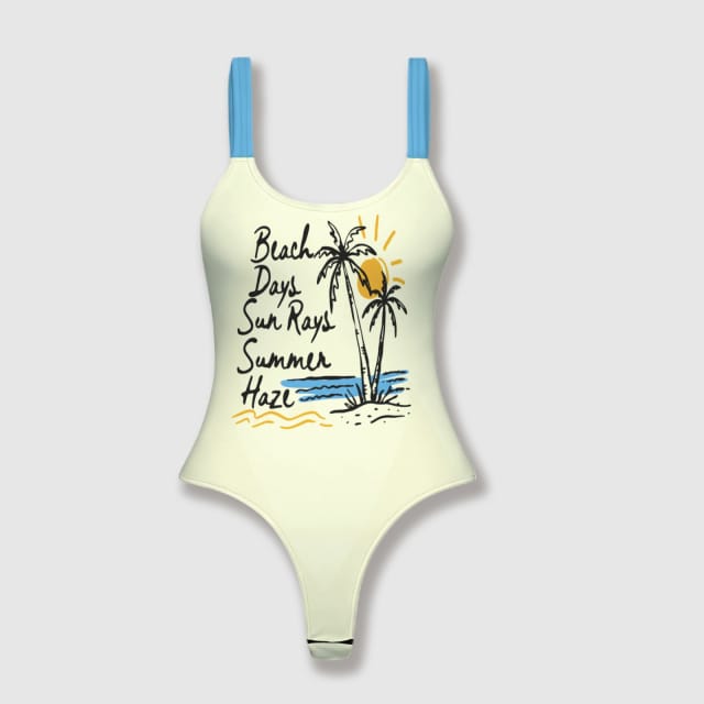 Beach Palm Quote Thong One-Piece Swimsuit for Women Beach Trips