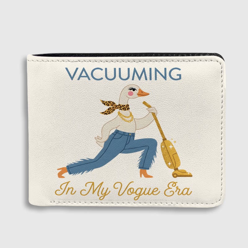 Funny Vacuuming Goose Bifold Wallet for Mom Birthday Gift