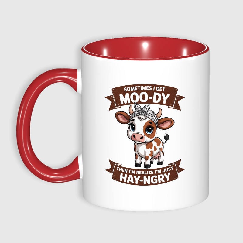 Funny Cow Pun 11oz Red Mug for Cow Lovers Birthday Gift