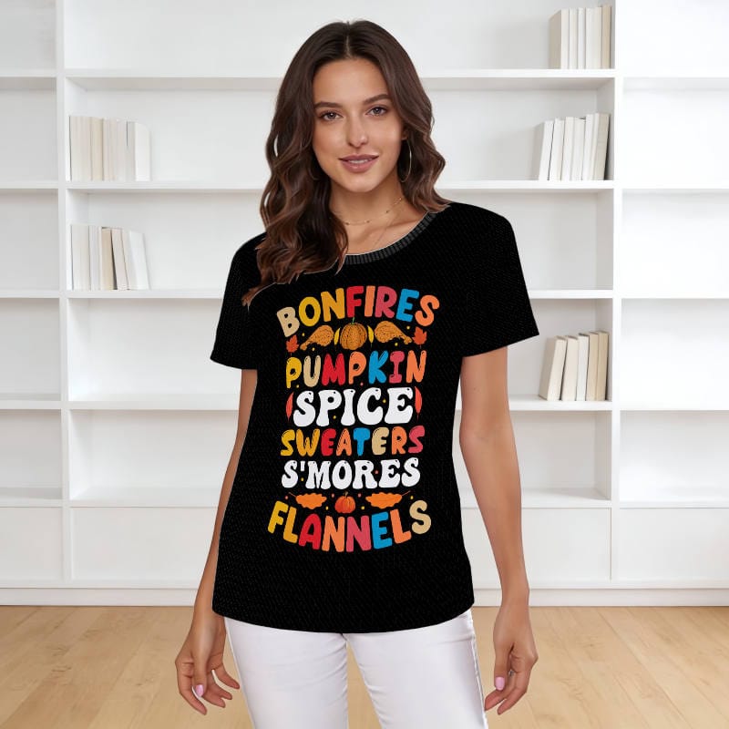 Black Pumpkin Spice Fall Quote T-Shirt for Women Thanksgiving