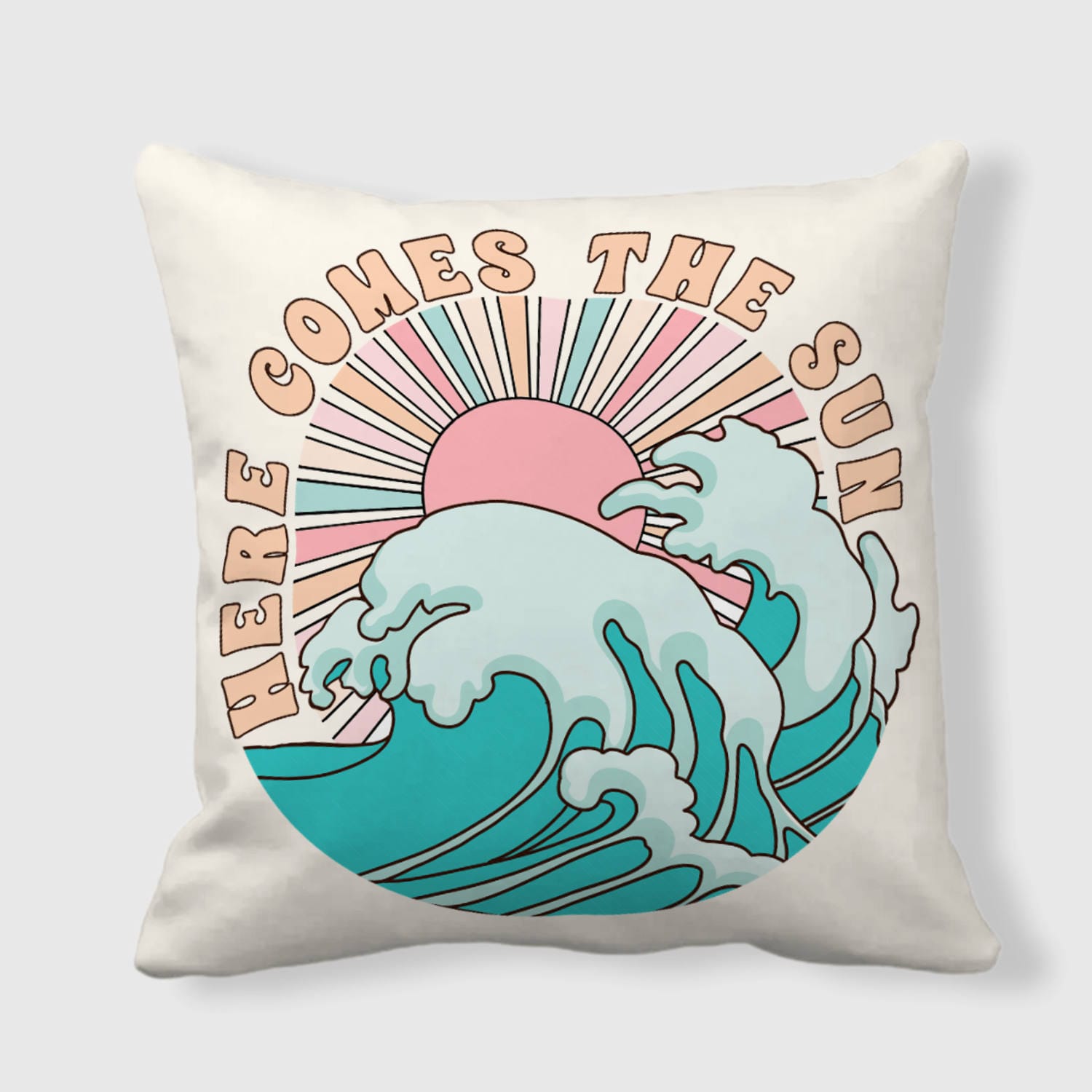 Retro Ocean Sun Throw Pillow for Beach Lovers Home Decor