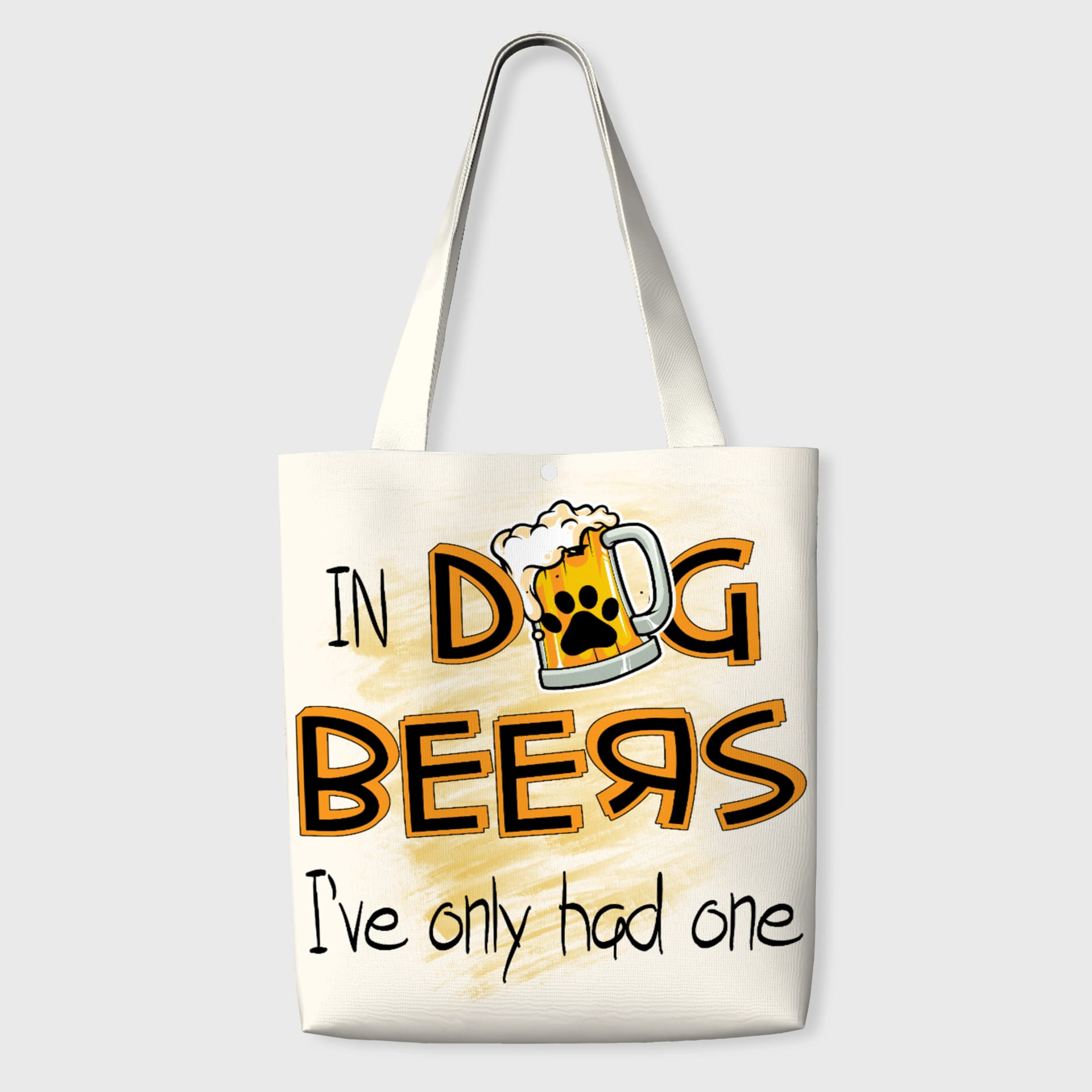 Funny Beer & Dog Paw Quote Tote Bag for Pet Lovers Daily Use