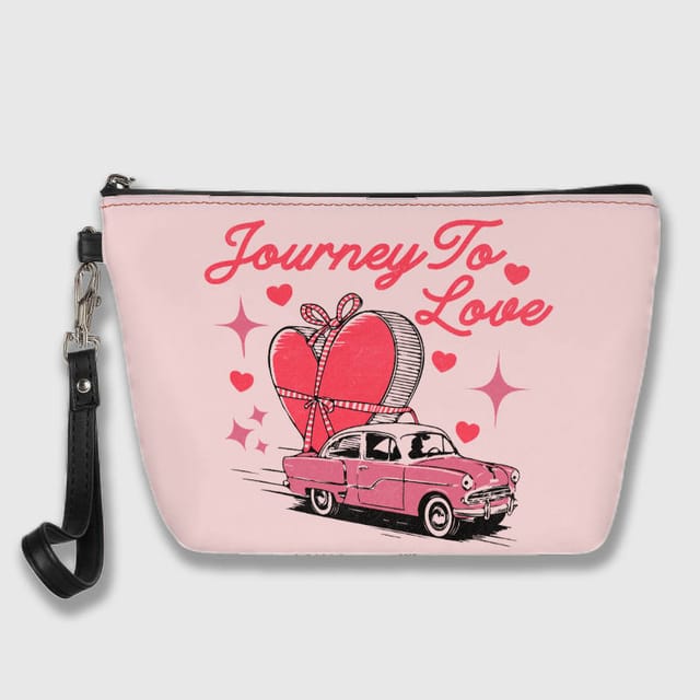 Journey To Love Heart Print Cosmetic Bag for Her Valentine Gift