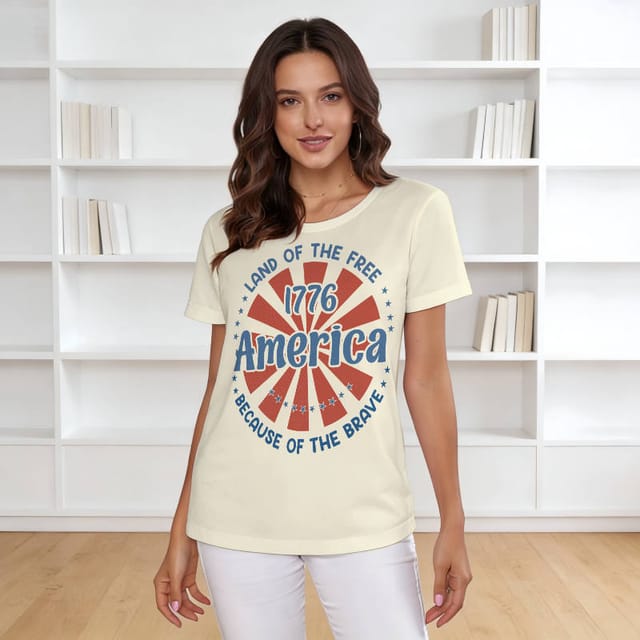 Patriotic 1776 Quote T-Shirt for Women 4th of July Wear