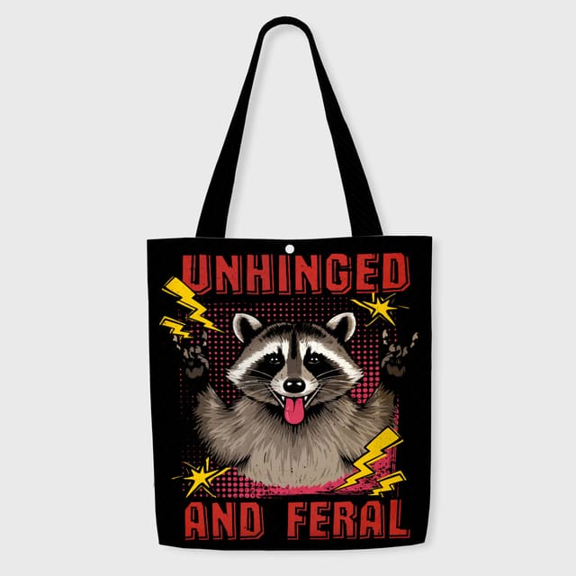 Unhinged Feral Raccoon Tote Bag for Pet Lovers Daily Use