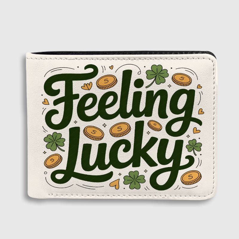 Feeling Lucky St. Patrick's Day Bi-Fold Wallet for Men Women Holiday Birthday Gift