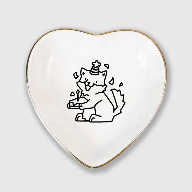Line Art Birthday Cat Trinket Dish for Cat Lover Gift