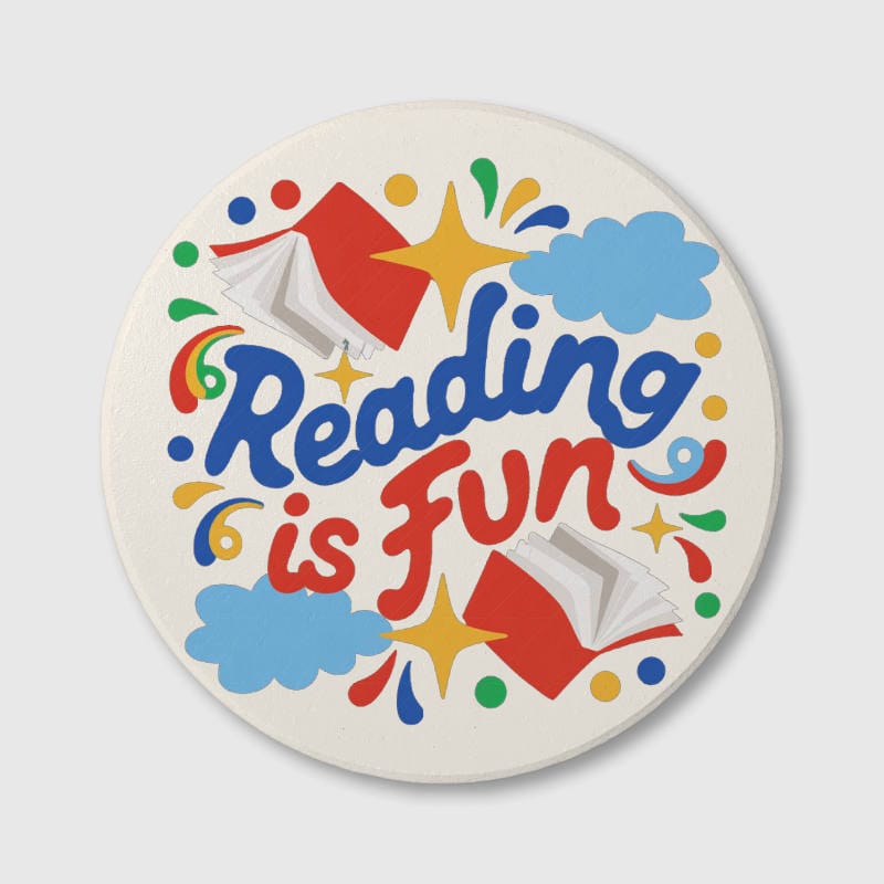 Reading is Fun Quote Ceramic Coaster for Book Lovers Daily Use