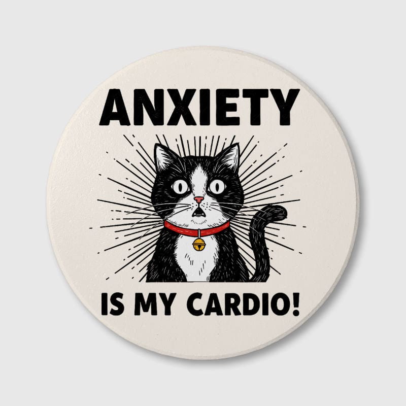 Funny Anxious Cat Ceramic Coaster for Pet Lovers Gift