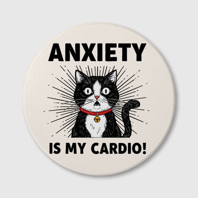 Funny Anxious Cat Ceramic Coaster for Pet Lovers Gift