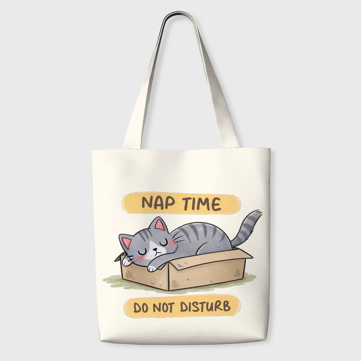 Funny Napping Cat Tote Bag for Cat Lovers Daily Use Gift