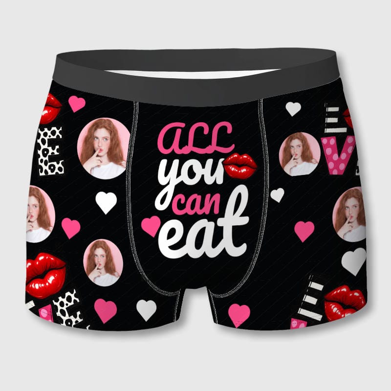 Custom Photo Lip Quote Men's Boxer Briefs for Valentine's Gift