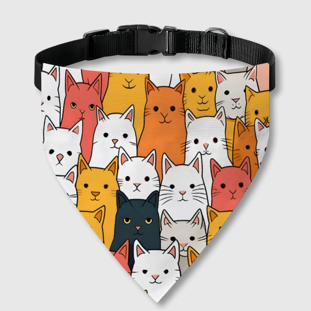 Cute Cat Crowd Print Pet Bandana Collar for Dogs Cats Gifts