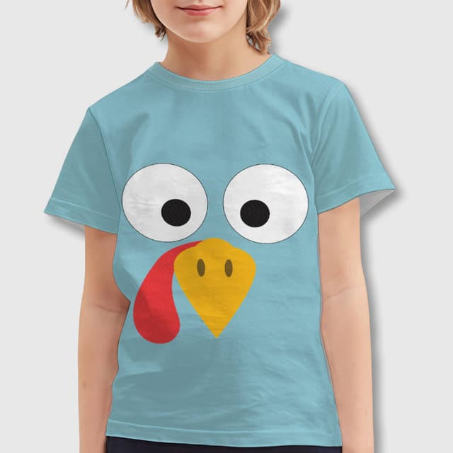 Goofy Turkey Face Kids Tee for Boys Girls Thanksgiving Gift