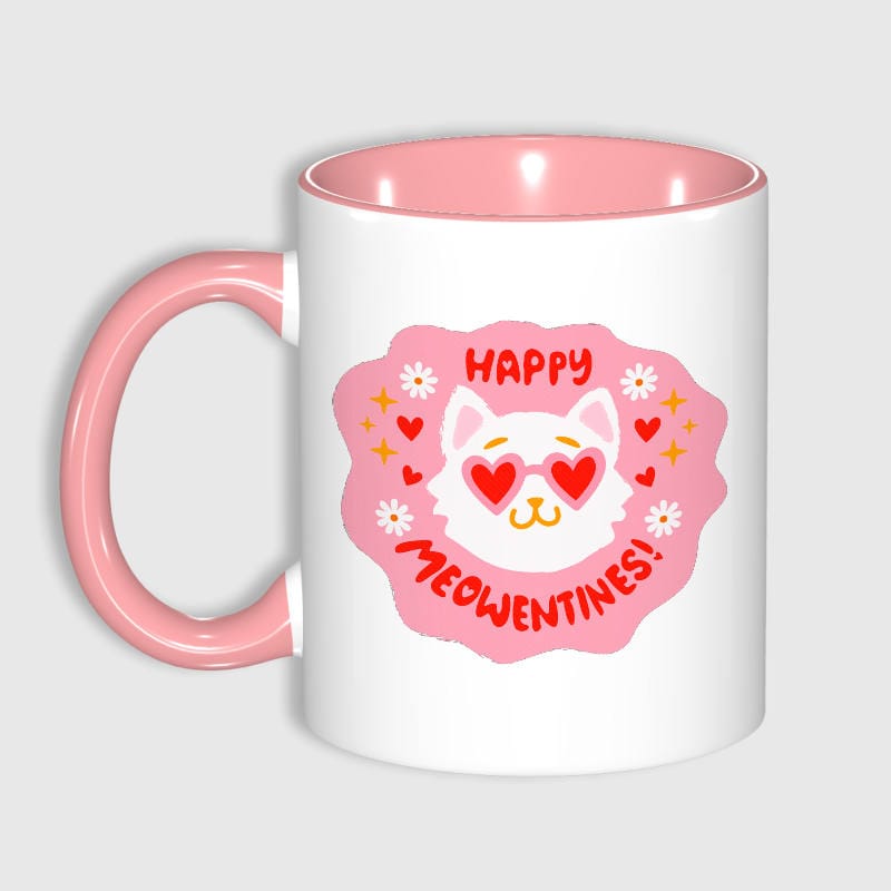 Cute Meowentines Cat Coffee Mug for Cat Lovers Valentine Gift