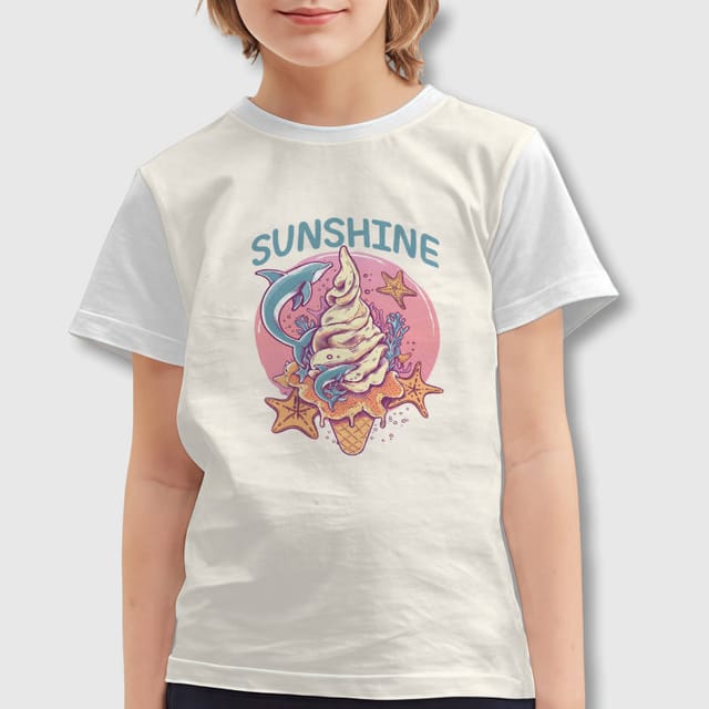 Summer Dolphin Ice Cream Kids T-Shirt for Summer Daily Wear