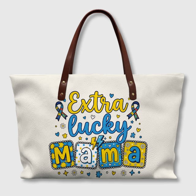 Extra Lucky Mama Autism Tote Bag for Moms Daily Use