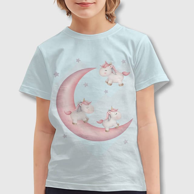 Cute Unicorn Moon Kids T-Shirt for Girls Boys Birthday Gift