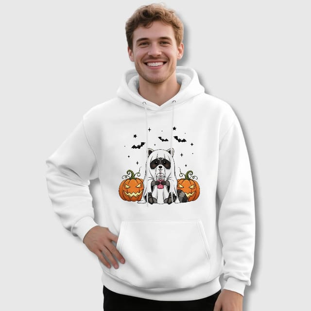 Ghost Raccoon Halloween Hoodie for Pet Lovers