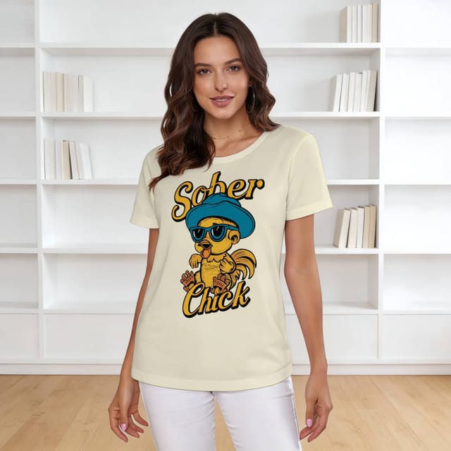 Funny Sober Chick T-Shirt for Women Casual Birthday Gift
