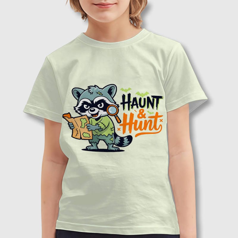 Raccoon Haunt & Hunt Kids T-Shirt Halloween Gift