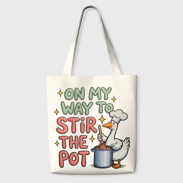 Funny Chef Goose Canvas Tote Bag for Pun Lovers Gift