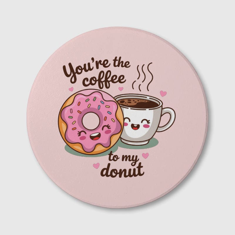 Cute Coffee Donut Ceramic Coaster for Couples Valentine Gift - 1