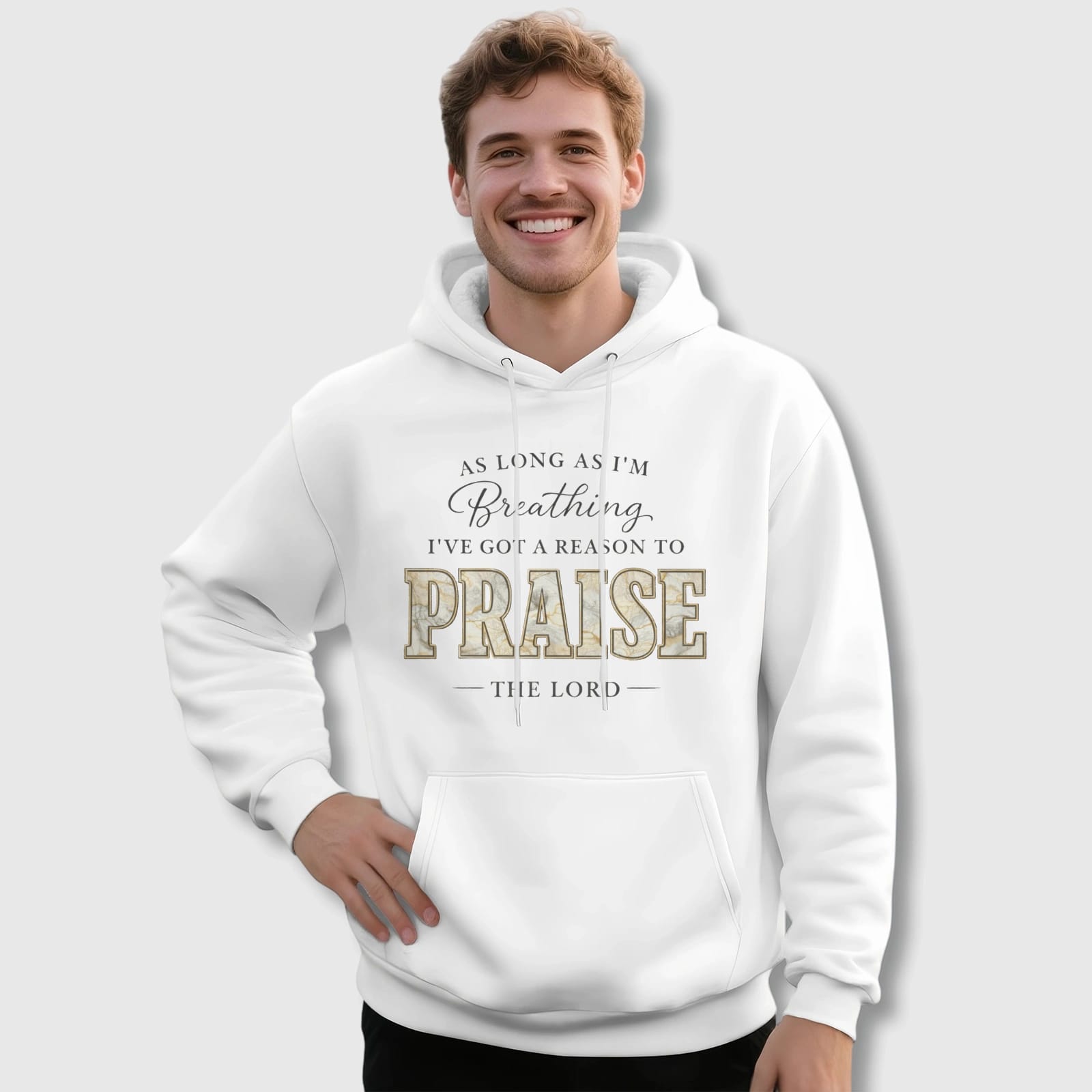 Christian Praise Quote Pullover Hoodie for Men Daily Wear