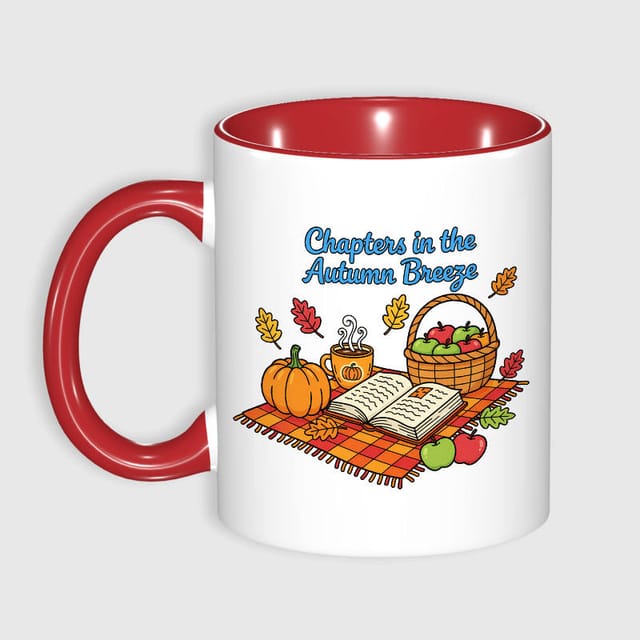 Fall Reading Ceramic Mug for Thanksgiving Book Lover Gift