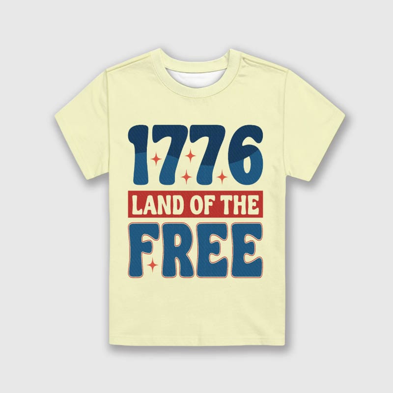 1776 Patriotic Kids Crew Neck T-Shirt for Boys Girls 4th of July