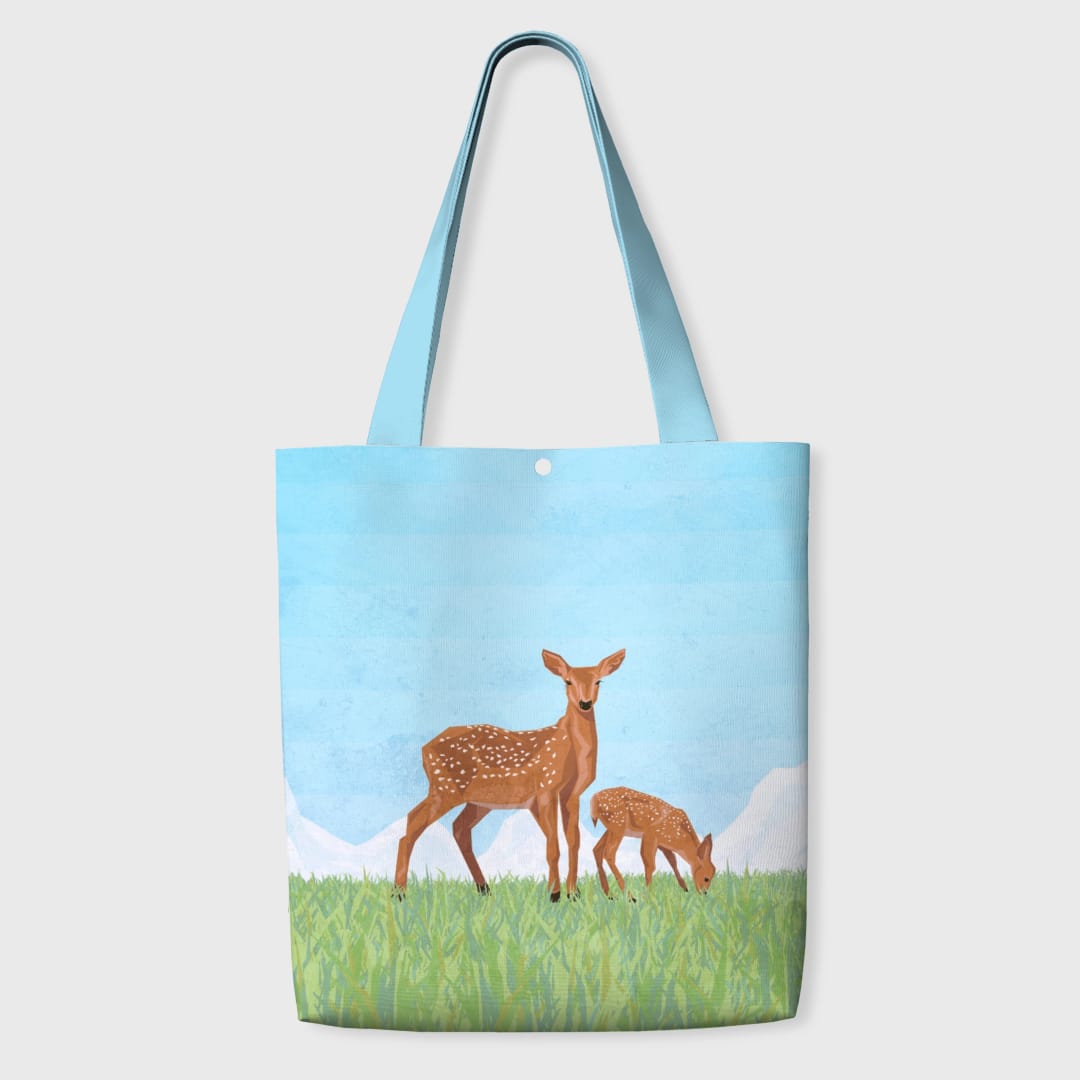 Fawns in the High Grass Canvas Tote Bag - 1
