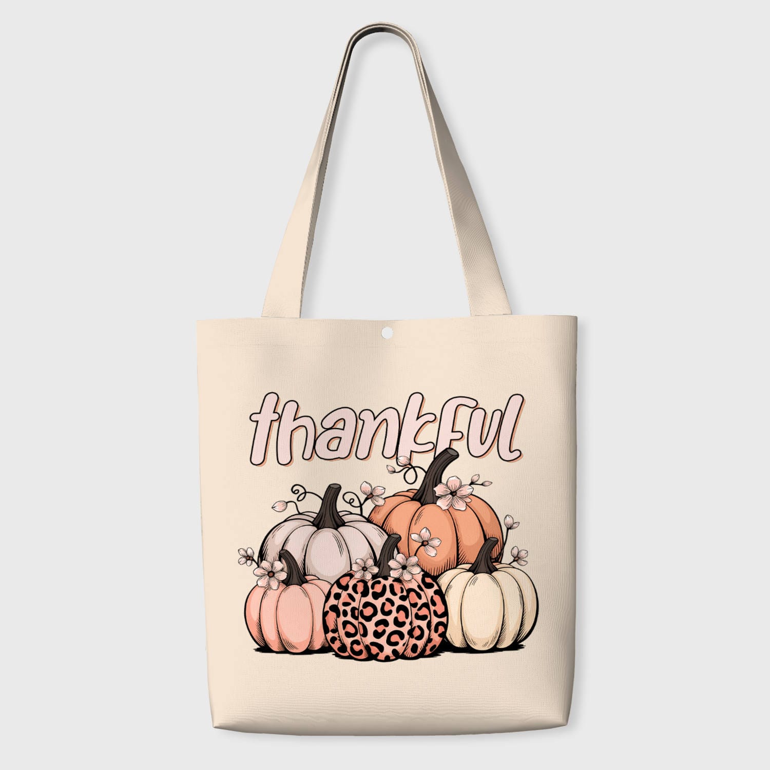 Thankful Leopard Pumpkin Tote Bag for Thanksgiving Daily Use