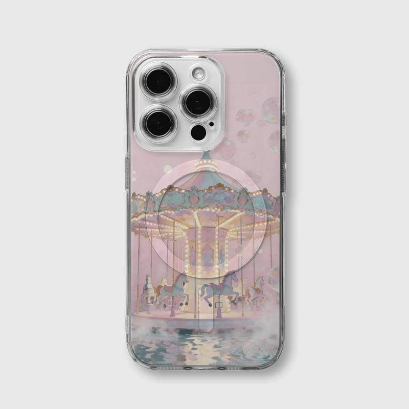 Pastel Carousel Clear Magnetic Phone Case for Girls Birthday Gift - 1