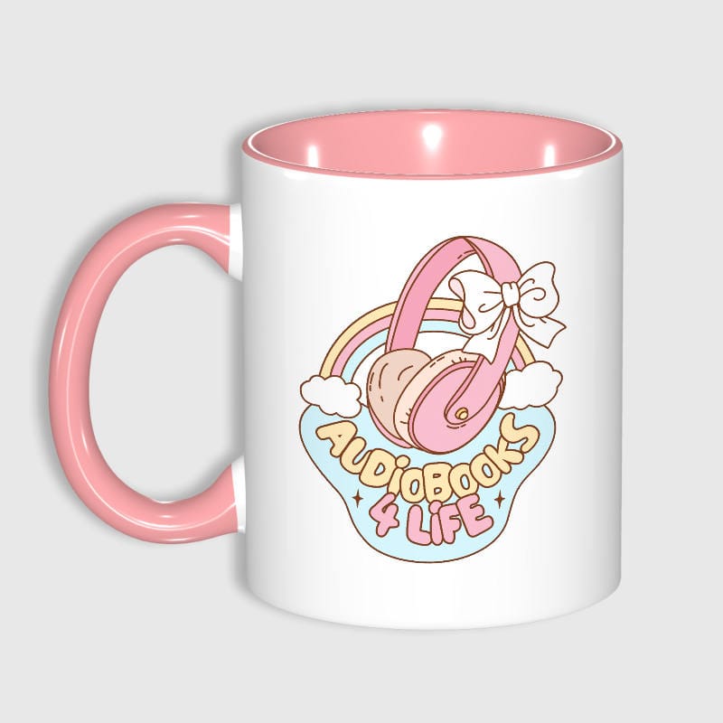 Pastel Audiobook 4 Life Mug for Book Lovers Birthday Gift