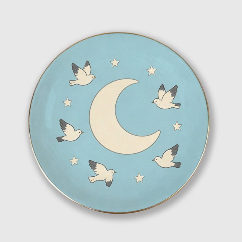 Dove Moon Ceramic Trinket Dish for Her Birthday Gift