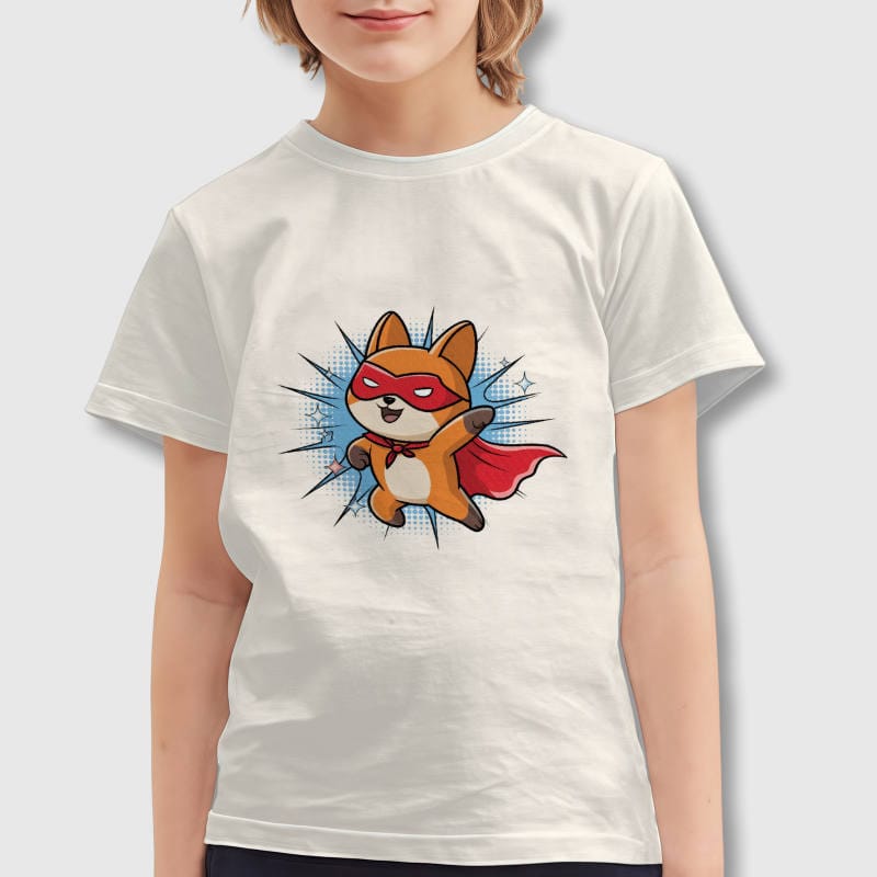 Cute Superhero Fox T-Shirt for Kids Birthday Gift