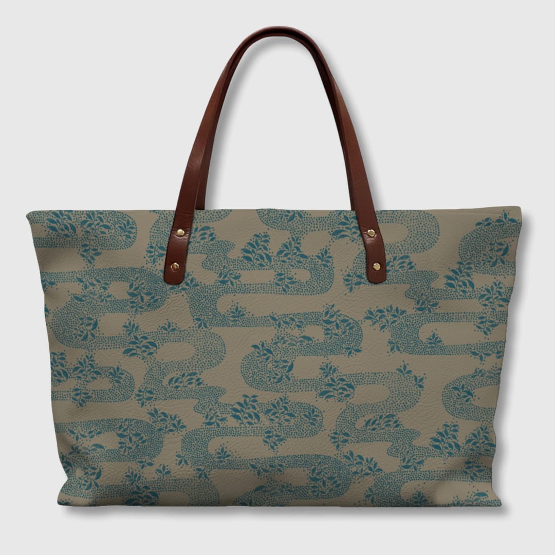 Zen Garden Path Leather Tote Bag - 1