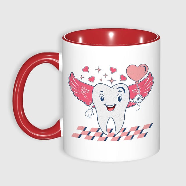 Cute Winged Tooth 11oz Mug for Dentist Valentine Gift