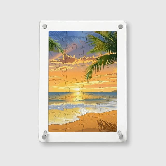 Tropical Sunset Acrylic Puzzle for Beach Lovers Gift