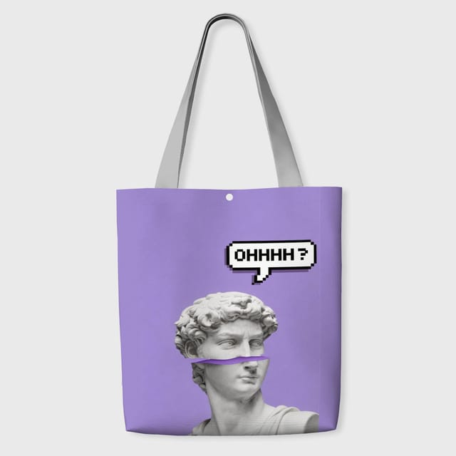 Vaporwave David Tote Bag for Art Lovers Daily Use