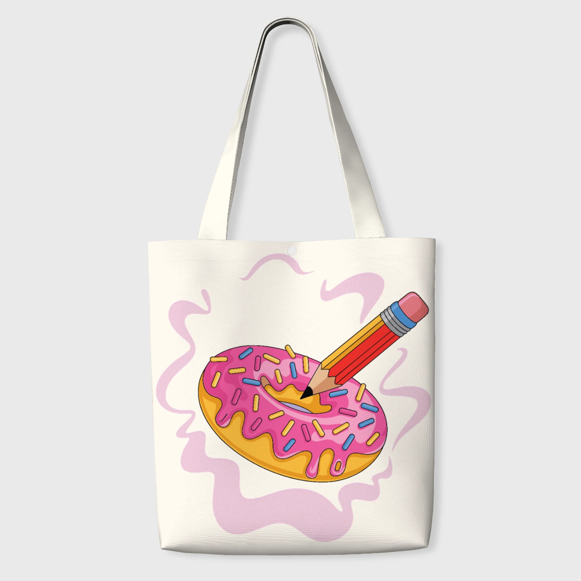 Funny Pencil Donut Tote Bag for Students Back to School