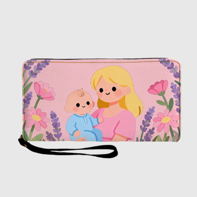Floral Mom & Baby Long Zip Wallet for Mom Mother's Day Gift