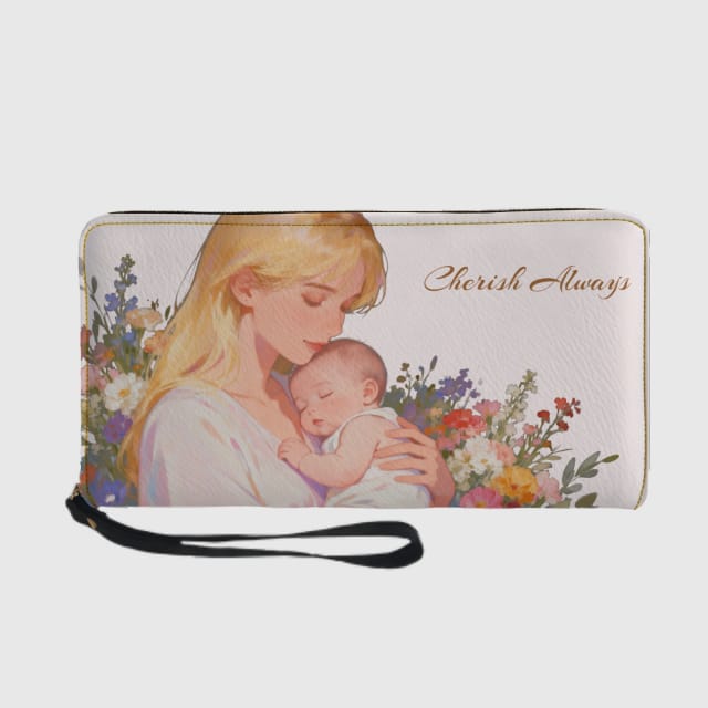 Personalized Zip Wallet with Wrist Strap PU Leather Long Wallet
