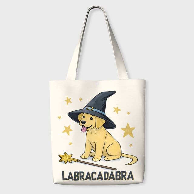 Funny Wizard Labrador Tote Bag for Pet Lovers Halloween Gift