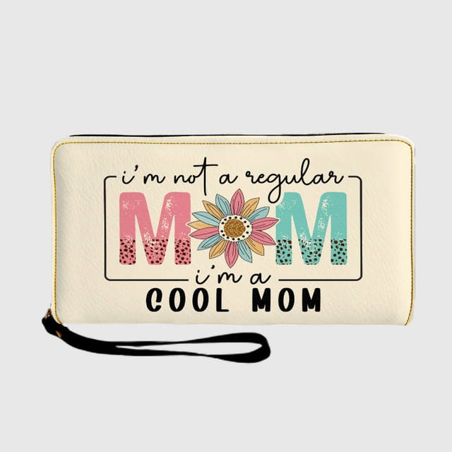 Cool Mom Floral Quote Zip Wristlet Wallet for Mom Gifts