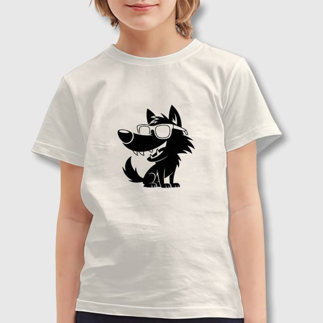 Cool Cartoon Wolf Kids T-Shirt for Daily Wear Birthday Gift