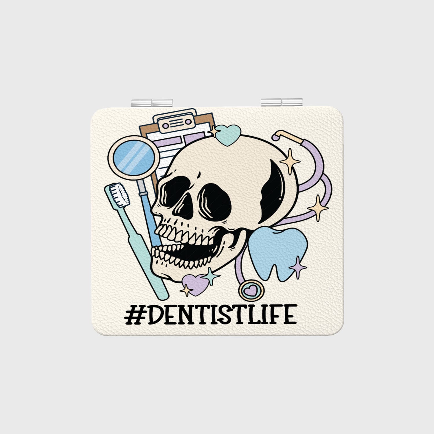 Dental Skull Pocket Makeup Mirror for Dentists Birthday Gift