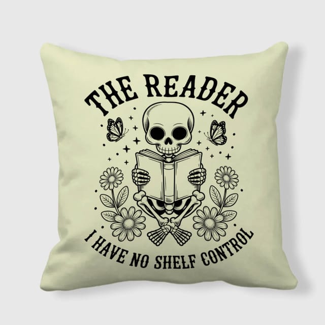 Funny Skeleton Reader Pillow for Book Lover Gift