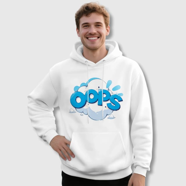 Funny OOPS Cloud Graphic Pullover Hoodie for Men Casual Wear
