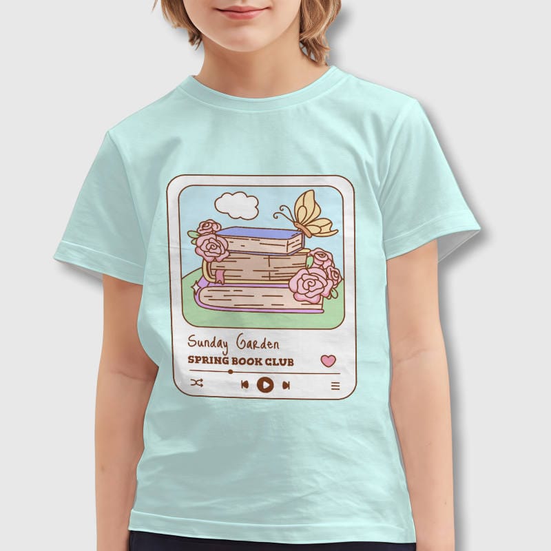 Floral Spring Book Club Kids T-Shirt for Reading Fans Daily Use